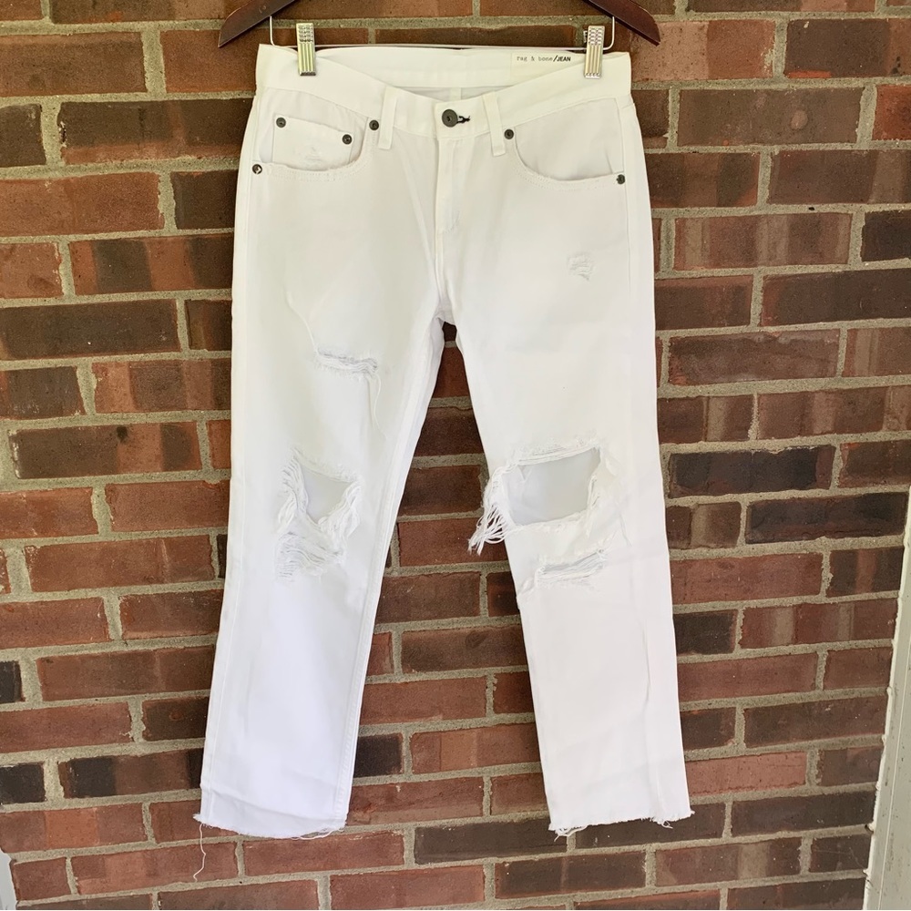 Rag & Bone White distressed cropped Jeans Women’s Size 24 in NEW